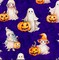 QT Cuties Halloween Ghosts and Pumpkins on Purple 100% Cotton Price per Yard